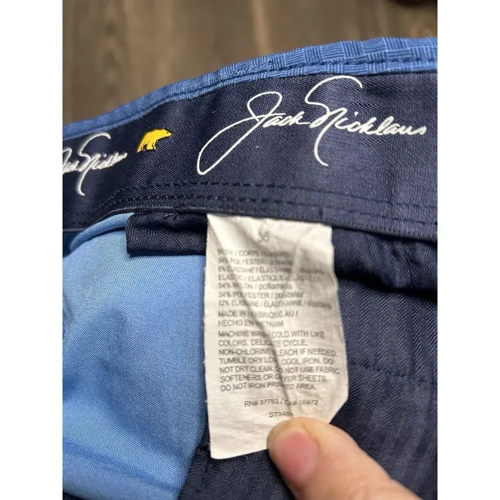 Jack Nicklaus‎ Golf Shorts Mens 36 Blue Check Stretch Tech Fabric Golden Bear